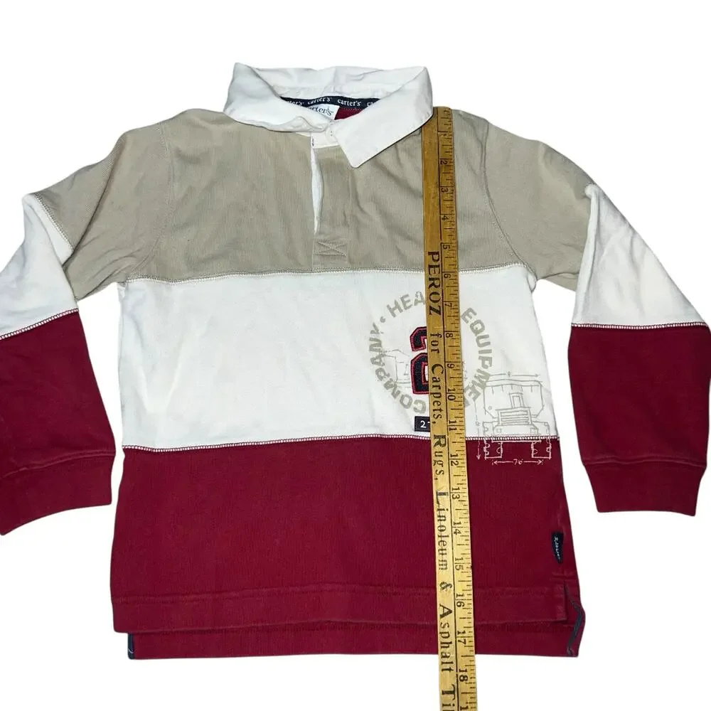 Vintage Carter's Y2K color-block long rugby shirt and cargo pants outfit boys 6